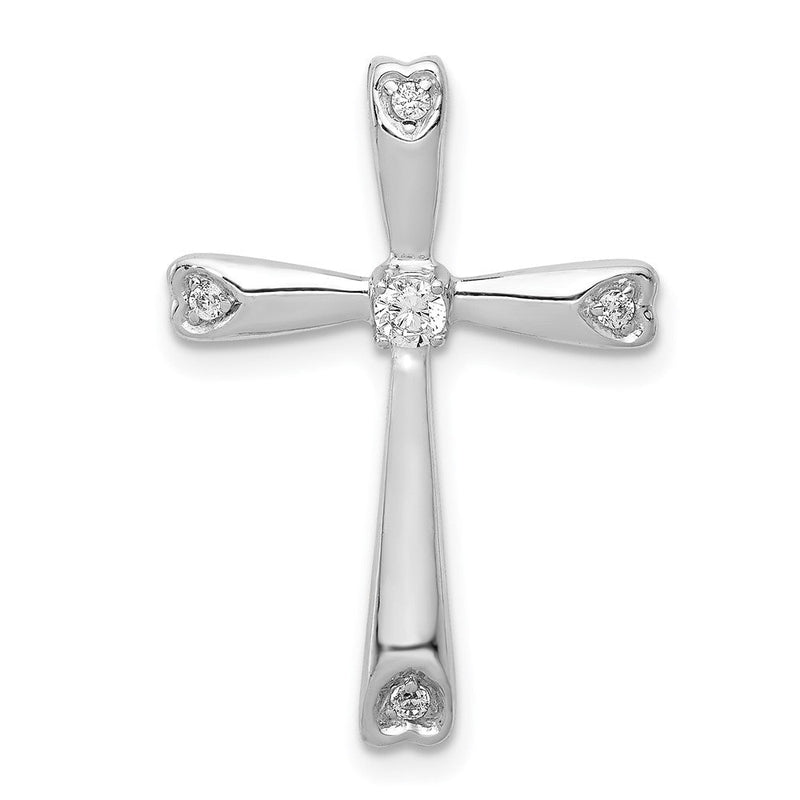 14K Weißgold 1/10ct. Echt Diamant Kreuz Kette Anhänger