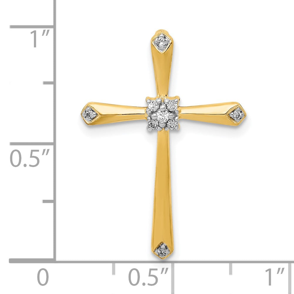 10K Gelb mit Rhodium 10K 1/20ct. Diamant Kreuz Kette Anhänger