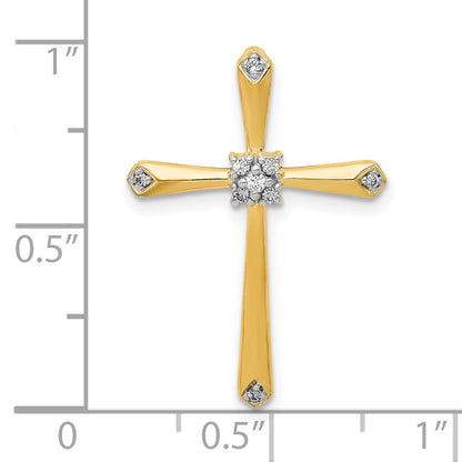 10K Gelb mit Rhodium 10K 1/20ct. Diamant Kreuz Kette Anhänger