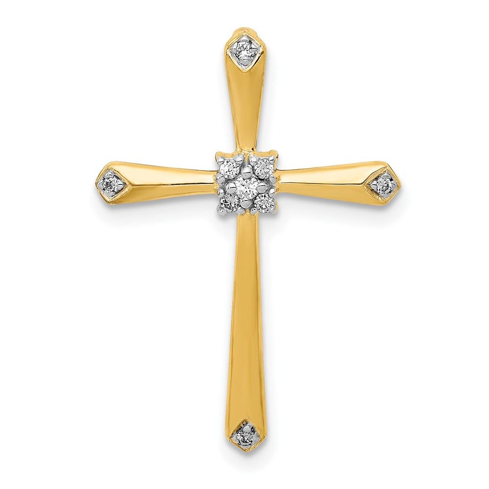 10K Gelb mit Rhodium 10K 1/20ct. Diamant Kreuz Kette Anhänger