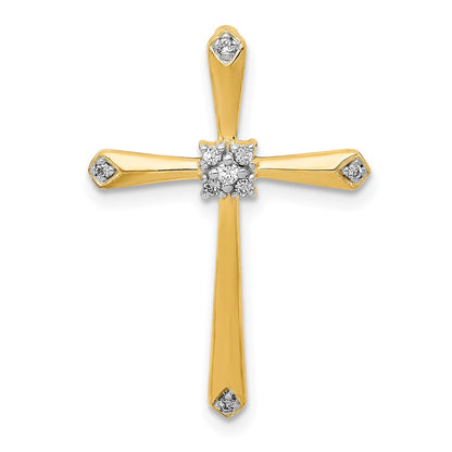 10K Gelb mit Rhodium 10K 1/20ct. Diamant Kreuz Kette Anhänger