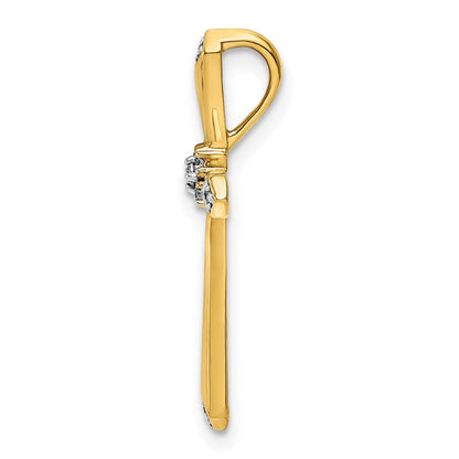 14K Gelbgold 1/20ct. mit Rhodium Echt Diamant Kreuz Kette Anhänger
