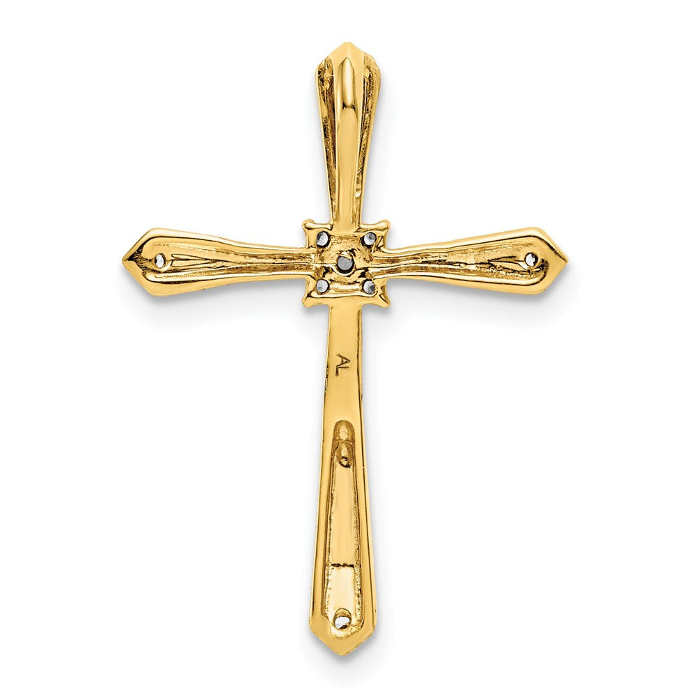 14K Gelbgold 1/20ct. mit Rhodium Echt Diamant Kreuz Kette Anhänger
