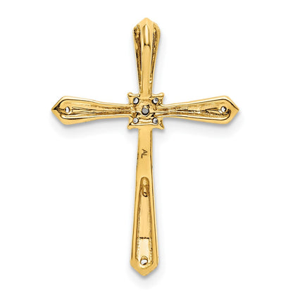 14K Gelbgold 1/20ct. mit Rhodium Echt Diamant Kreuz Kette Anhänger
