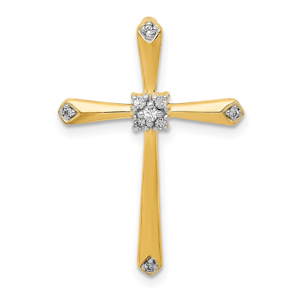14K Gelbgold 1/20ct. mit Rhodium Echt Diamant Kreuz Kette Anhänger