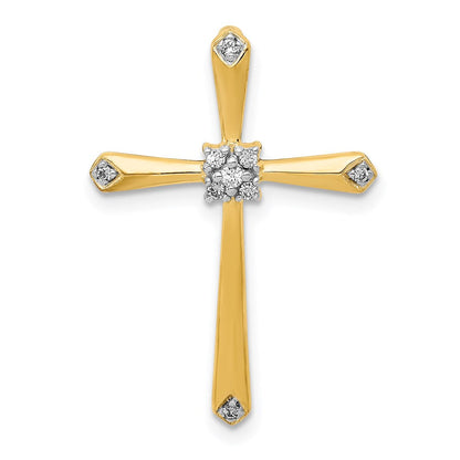 14K Gelbgold 1/20ct. mit Rhodium Echt Diamant Kreuz Kette Anhänger