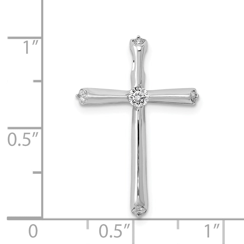 14K Weißgold 1/5ct. Echt Diamant Kreuz Kette Anhänger