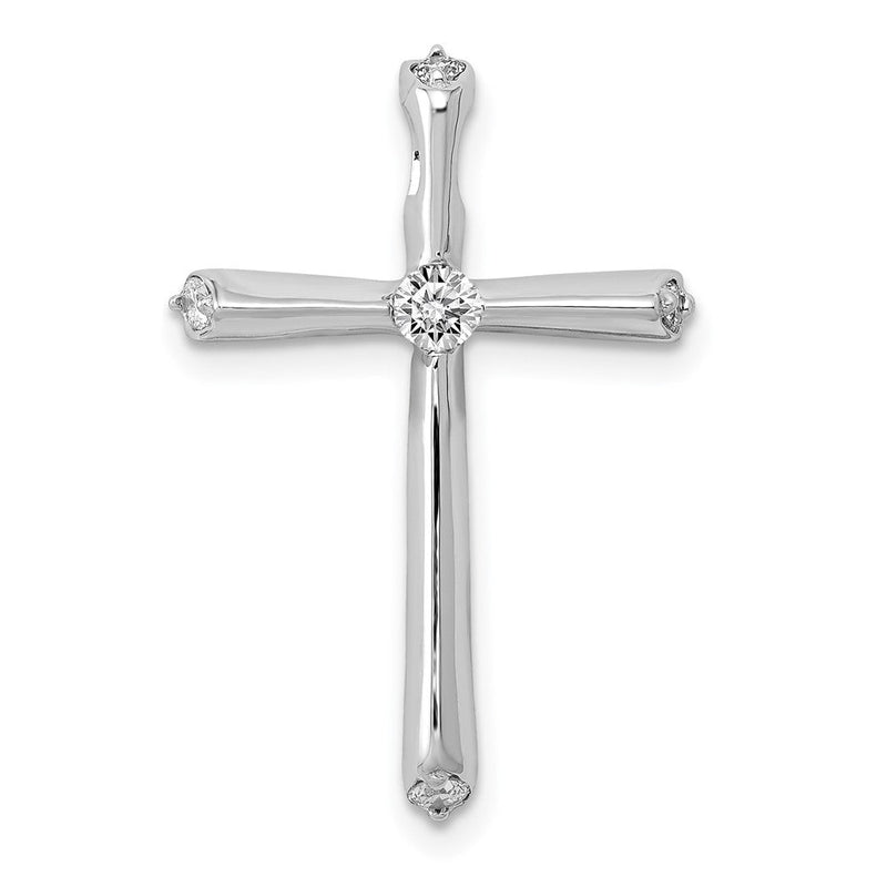 14K Weißgold 1/5ct. Echt Diamant Kreuz Kette Anhänger