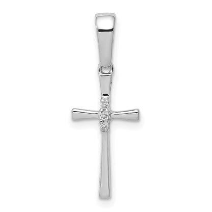 14K Weißgold Kreuzanhänger mit 0,02 ct. echtem Diamant