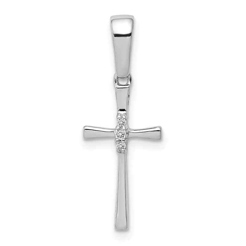 14K Weißgold Kreuzanhänger mit 0,02 ct. echtem Diamant