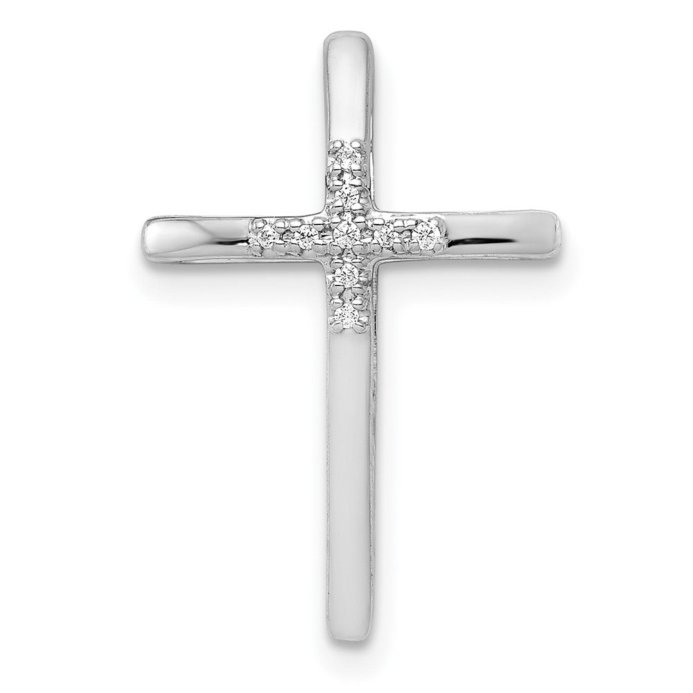 14K Weißgold.03ct. Diamant Kreuz Kette Anhänger