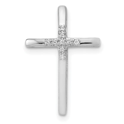14K Weißgold.03ct. Diamant Kreuz Kette Anhänger