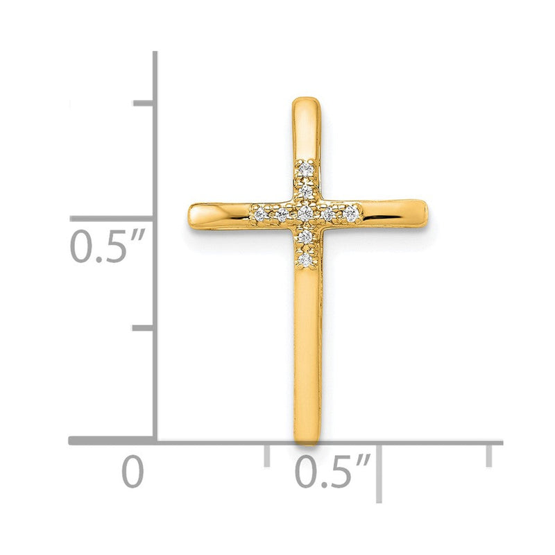 14K Gelbgold.03ct. Echt Diamant Kreuz Kette Anhänger