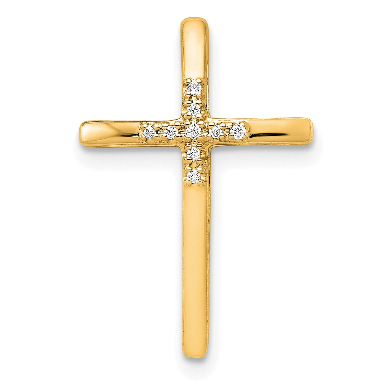 14K Gelbgold.03ct. Echt Diamant Kreuz Kette Anhänger