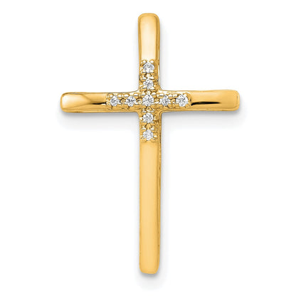 14K Gelbgold.03ct. Echt Diamant Kreuz Kette Anhänger