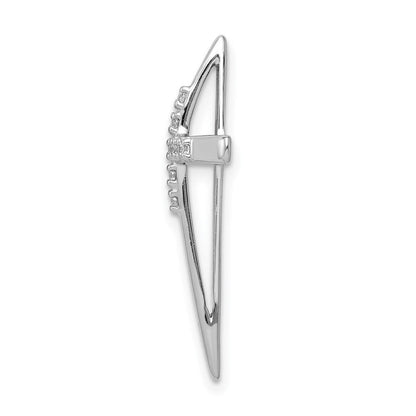 14K Weißgold 1/10ct. Echt Diamant Kreuz Kette Anhänger