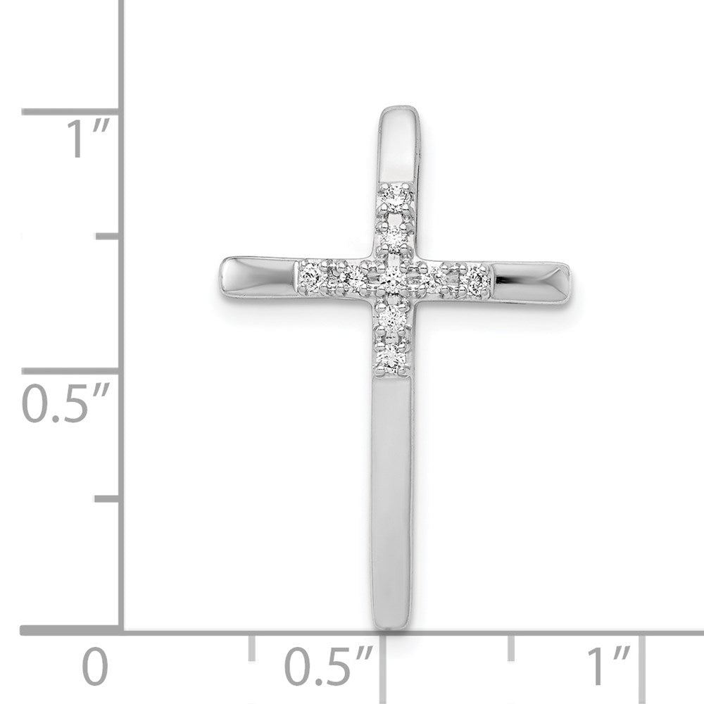 14K Weißgold 1/10ct. Echt Diamant Kreuz Kette Anhänger