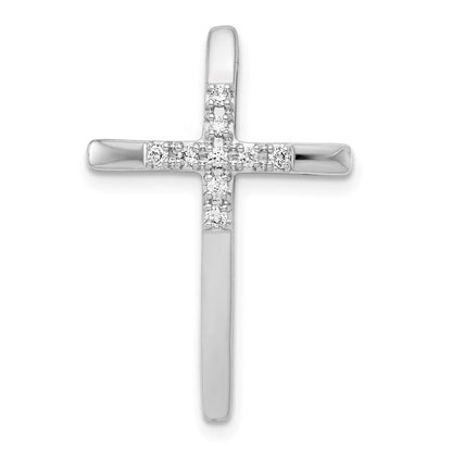 14K Weißgold 1/10ct. Echt Diamant Kreuz Kette Anhänger