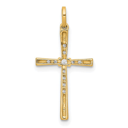10K Gelbgold 10K 1/10ct. Diamant Kreuz Anhänger