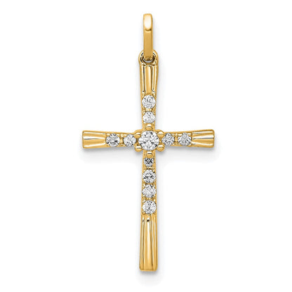 10K Gelbgold 10K 1/10ct. Diamant Kreuz Anhänger