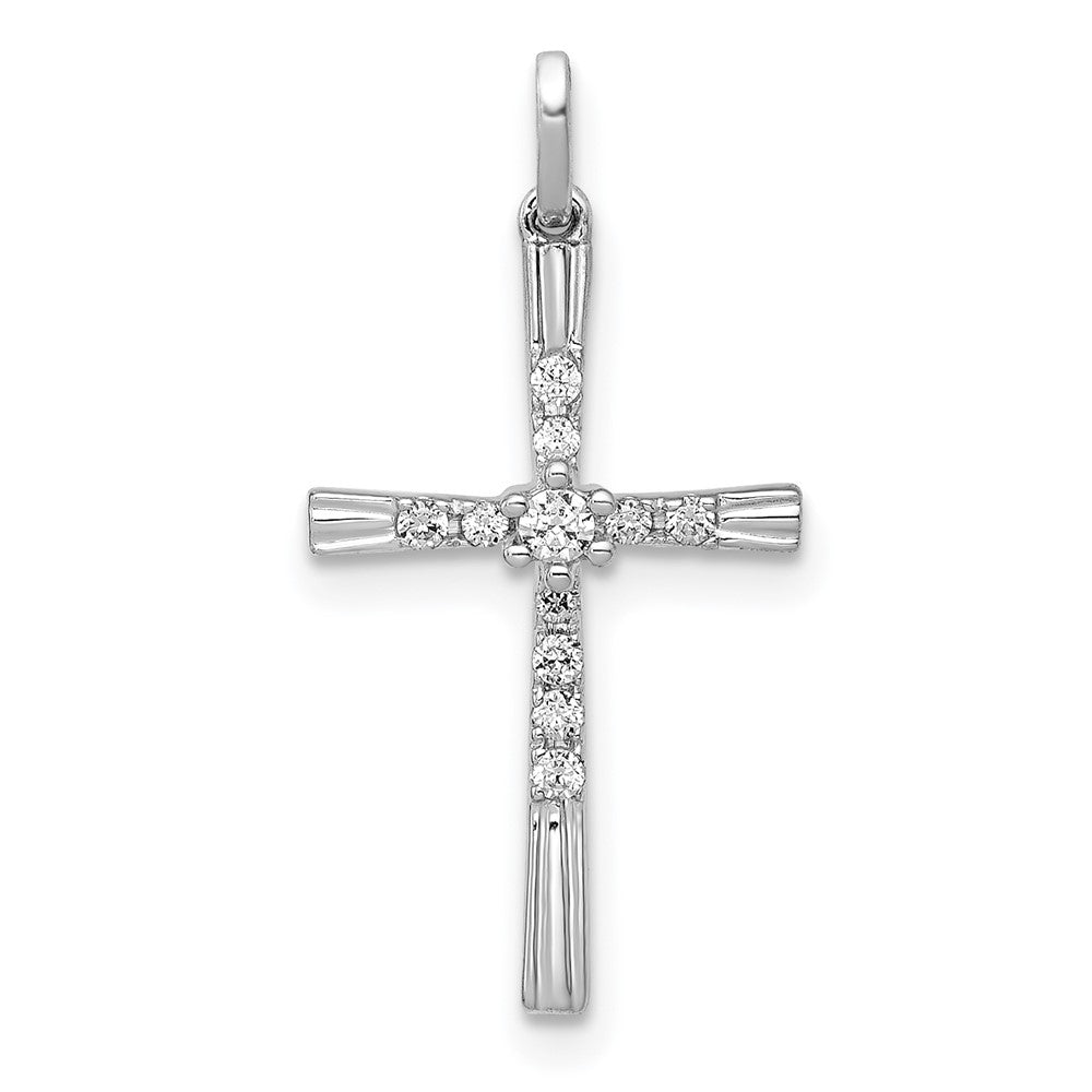 14 Karat Weißgold Kreuzanhänger mit 0,10 ct. echten Diamanten