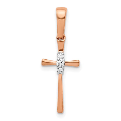 10K Roségold.03ct. Diamant Kreuz Anhänger