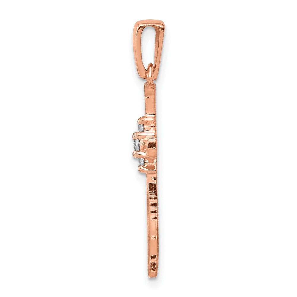 14K Roségold Kreuzanhänger mit 0,03 ct. echtem Diamant