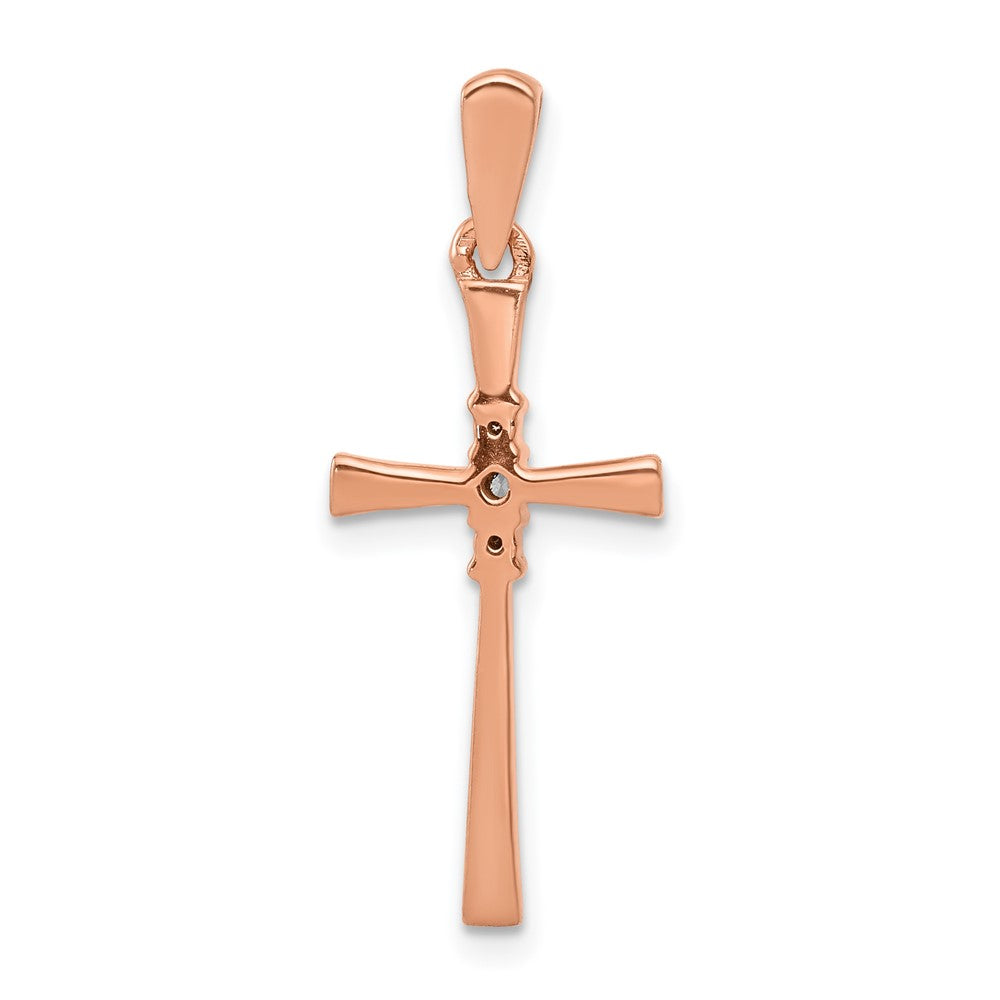 14K Roségold Kreuzanhänger mit 0,03 ct. echtem Diamant