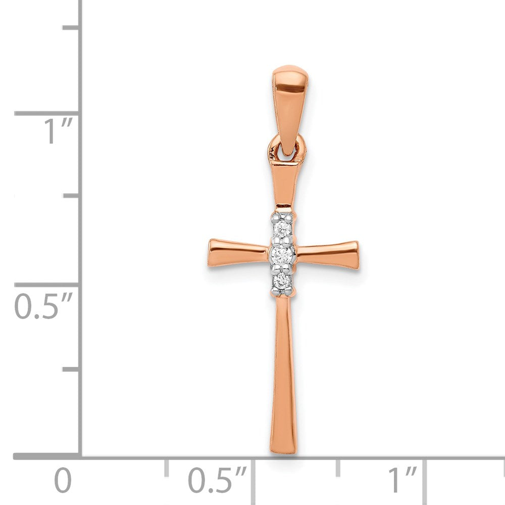14K Roségold Kreuzanhänger mit 0,03 ct. echtem Diamant