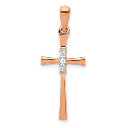 14K Roségold Kreuzanhänger mit 0,03 ct. echtem Diamant