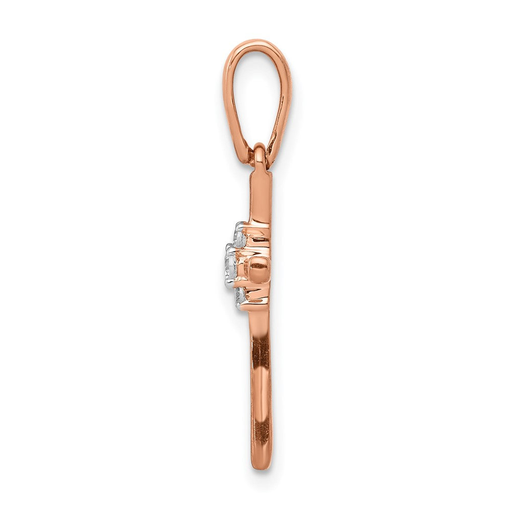 14K Roségold Kreuzanhänger mit 0,05 ct. echtem Diamant