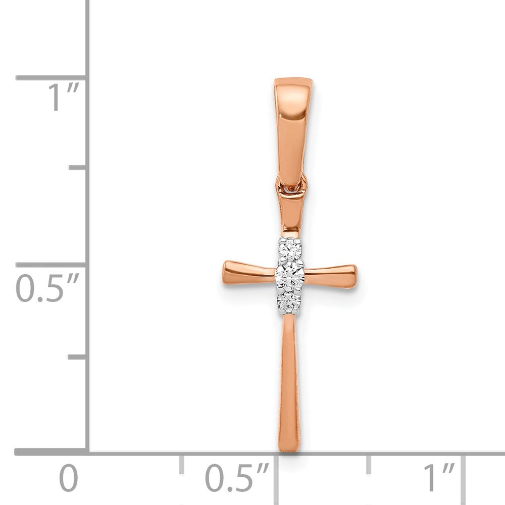 14K Roségold Kreuzanhänger mit 0,05 ct. echtem Diamant