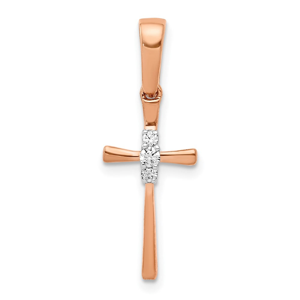 14K Roségold Kreuzanhänger mit 0,05 ct. echtem Diamant