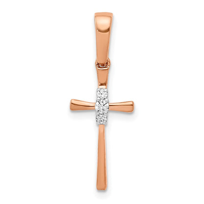 14K Roségold Kreuzanhänger mit 0,05 ct. echtem Diamant