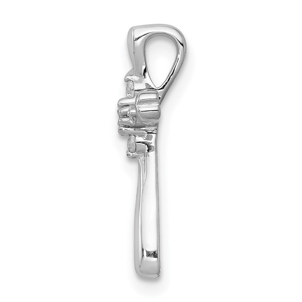 14K Weißgold 1/20ct. 5-stone Echt Diamant Kreuz Kette Anhänger