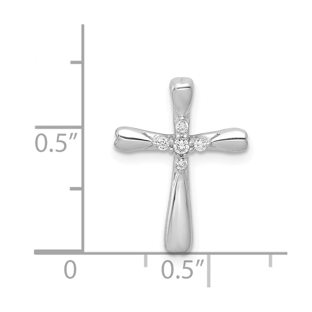 14K Weißgold 1/20ct. 5-stone Echt Diamant Kreuz Kette Anhänger