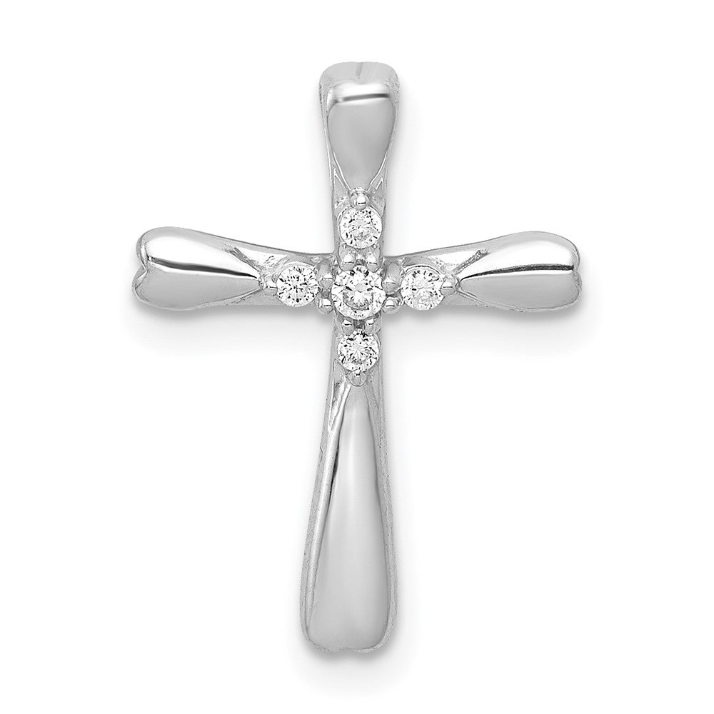 14K Weißgold 1/20ct. 5-stone Echt Diamant Kreuz Kette Anhänger