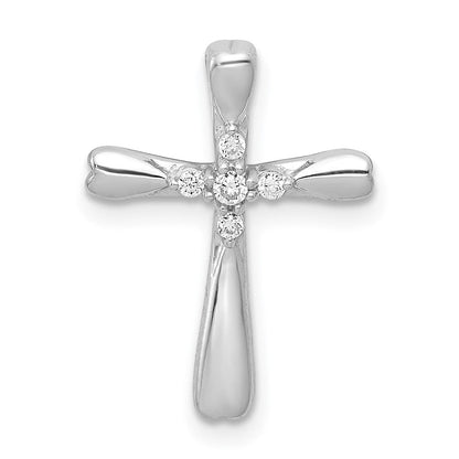 14K Weißgold 1/20ct. 5-stone Echt Diamant Kreuz Kette Anhänger