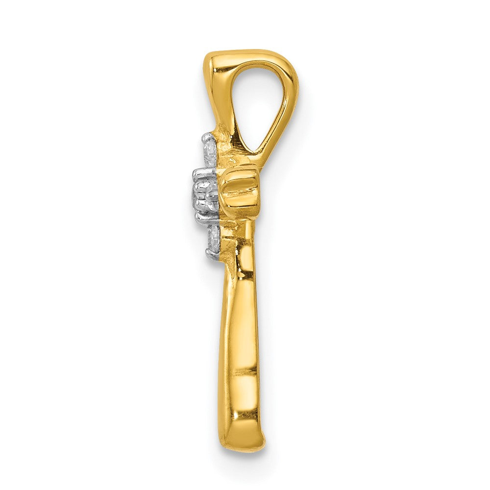 14K Gelbgold Kreuz-Gleitanhänger mit echten Diamanten