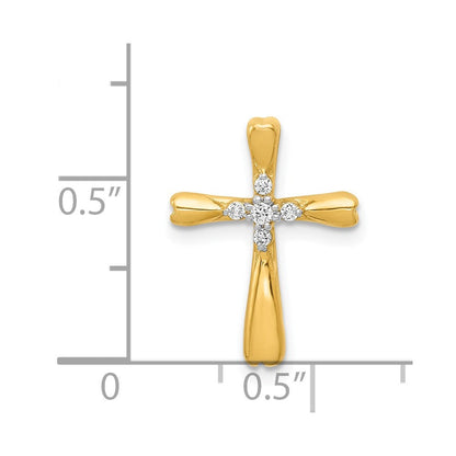 14K Gelbgold Kreuz-Gleitanhänger mit echten Diamanten