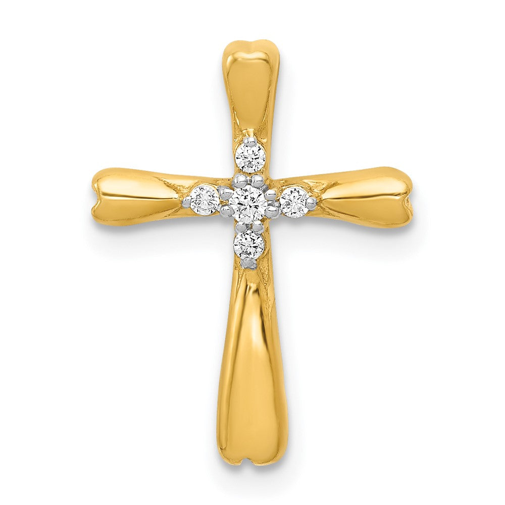 14K Gelbgold Kreuz-Gleitanhänger mit echten Diamanten