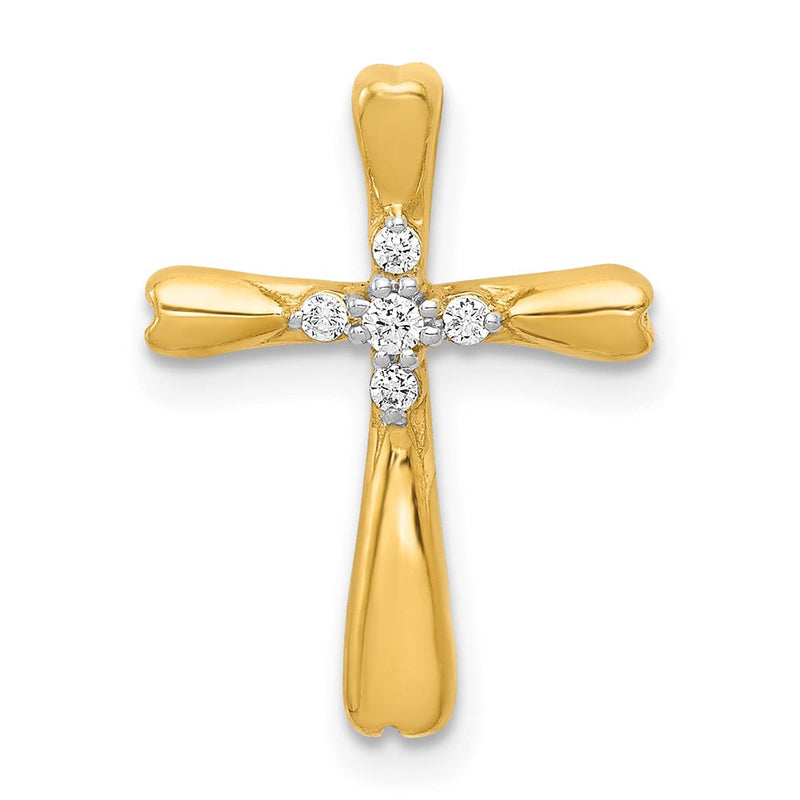 14K Gelbgold Kreuz-Gleitanhänger mit echten Diamanten