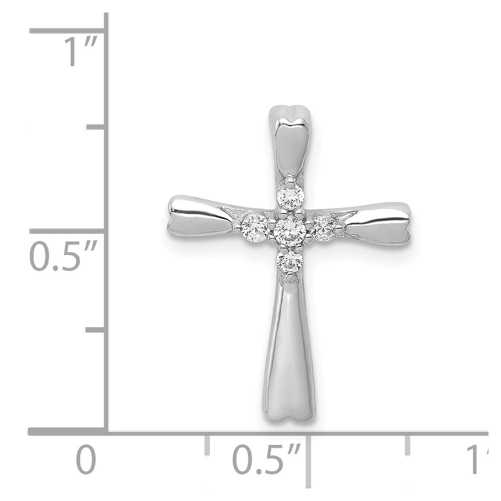 14K Weißgold 1/6ct. 5-stone Echt Diamant Kreuz Kette Anhänger