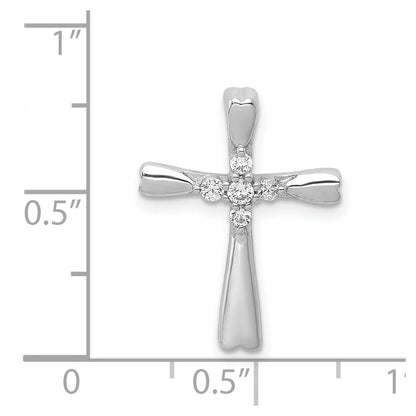 14K Weißgold 1/6ct. 5-stone Echt Diamant Kreuz Kette Anhänger