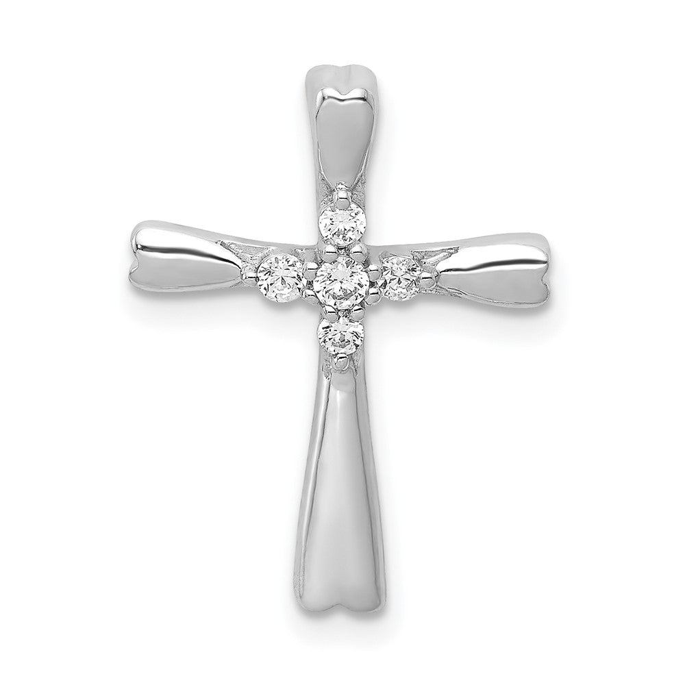 14K Weißgold 0,10 ct. Laborgezüchteter Diamant VS/SI+ G+ Kreuz-Ketten-Gleitanhänger
