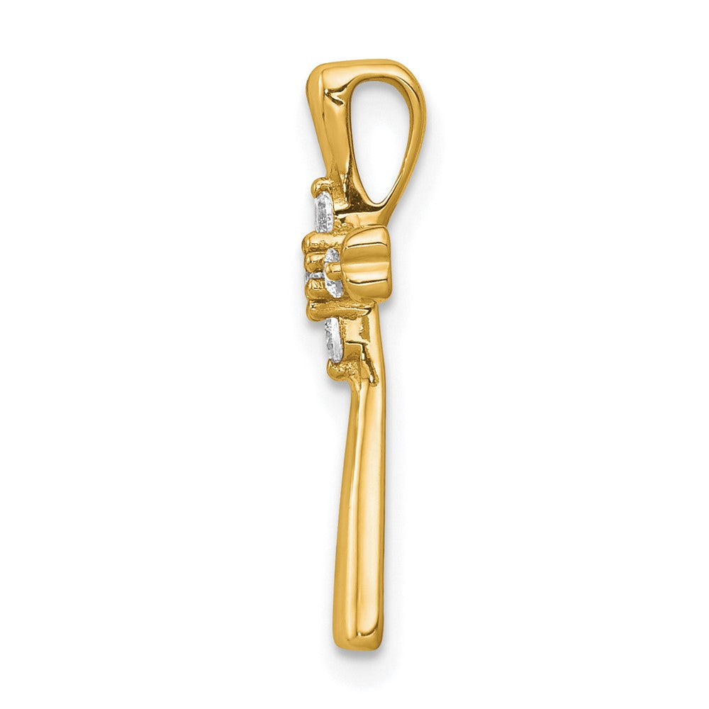 14K Gelbgold Kreuz-Gleitanhänger mit Kettenöse und 0,10 ct. Labor gezüchteten Diamanten, VS/SI+ G+