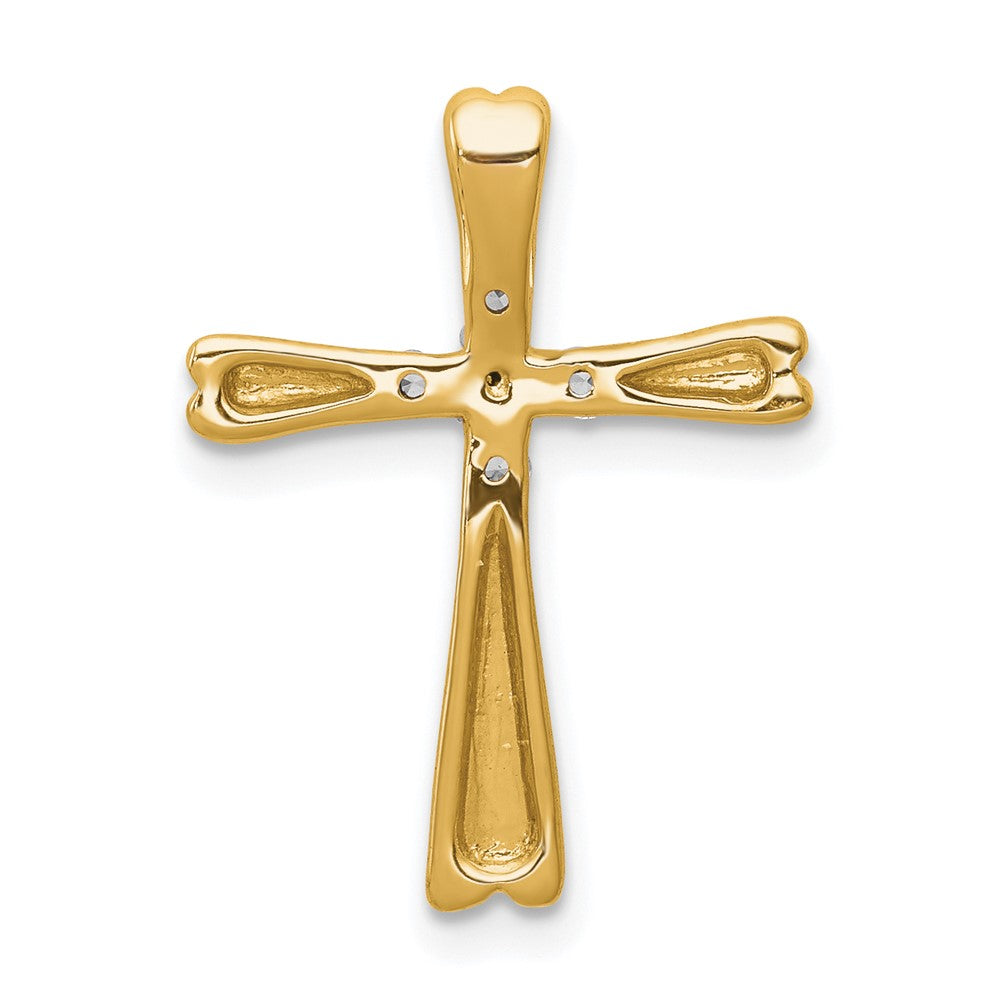 14K Gelbgold Kreuz-Gleitanhänger mit Kettenöse und 0,10 ct. Labor gezüchteten Diamanten, VS/SI+ G+