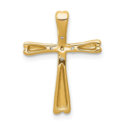 14K Gelbgold Kreuz-Gleitanhänger mit Kettenöse und 0,10 ct. Labor gezüchteten Diamanten, VS/SI+ G+
