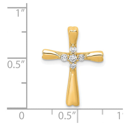 14K Gelbgold Echtdiamant-Kreuz-Gleitanhänger