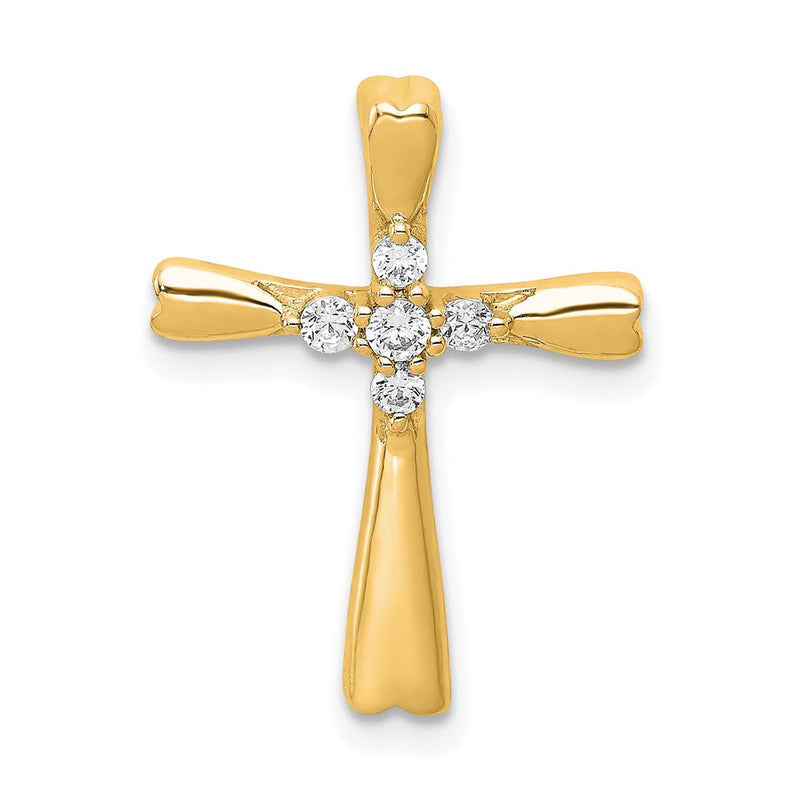 14K Gelbgold Kreuz-Gleitanhänger mit Kettenöse und 0,10 ct. Labor gezüchteten Diamanten, VS/SI+ G+